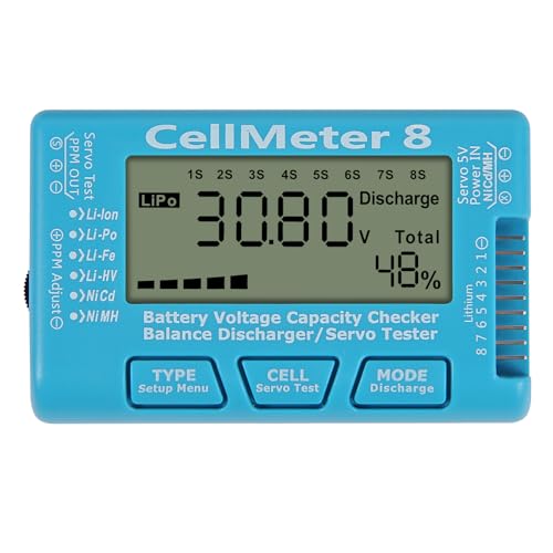 RC Cellmeter 8 Digital Battery Capacity Checker Controller Tester Voltage Tester for LiPo Life Li-ion NiMH Nicd Cell Meter (8 in 1 cellmeter)