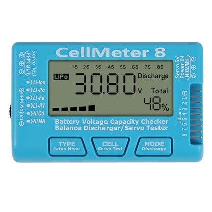 RC Cellmeter 8 Digital Battery Capacity Checker Controller Tester Voltage Tester for LiPo Life Li-ion NiMH Nicd Cell Meter (8 in 1 cellmeter)
