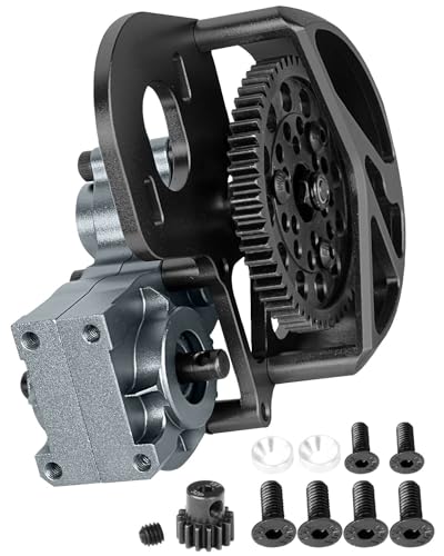 Aluminum Transmission Gearbox Upgrades Part for 1/10 SCX10, SCX10 II 90046,90047,Wraith,AX10 RC Crawler Truck,Center Transmission Gearbox Hops up,Black with Titanium - color: Black With Titanium(for 1/10 Axial)