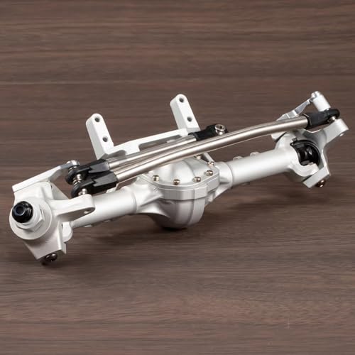 Machined Aluminum Straight Axle Set with SOA Servo Mount Black Silver Anodized for Axial SCX10 II VS4-10 1/10 RC Rock Crawler (Silver Front Axle) - color: Silver Front Axle