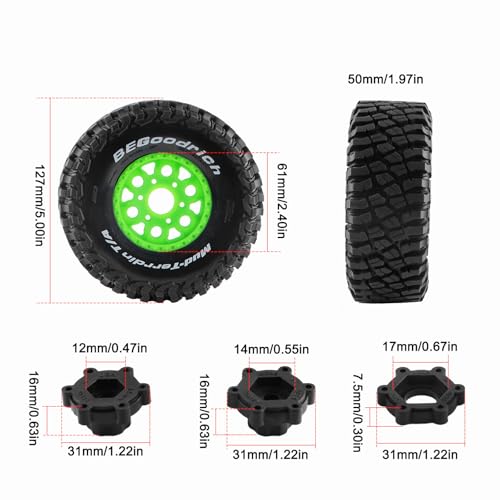 GLOBACT 1/7 1/8 RC Truck Tire & 12mm 14mm 17mm Hex for UDR Mojave FS 336184