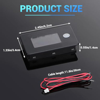 DROK 48v Golf Cart Battery Meter - LCD Display Lithium Battery Monitor 10-100v Volt Meter Temperature Gauge for Marine RV Car DIY Project - size: 48V