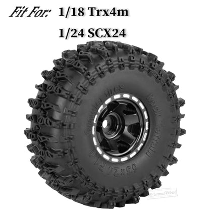 1.0 Beadlock Wheel Tires Set for 1/24 SCX24,1/18 TRX4M RC Crawler Car,1.0 Beadlock Wheels 1.0 Beadlock Tires RC Upgrades Part,4pcs,Black - color: Black(4pcs)