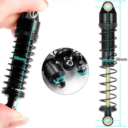 MOHERO 4Pcs RC Oil Filled Shocks - 80/90/100/110/120mm Shock Absorbers Kit for Most 1/10 RC Crawlers Like Axial SCX10 II III D90 CC01 Gen7 Gen8 CC01 Wraith RR10, etc (90MM) - size: 90MM