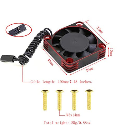 Lifehead 28000RPM Motor and ESC Cooling Fan Cooler RC Aluminum Cooling Fan for RC car 1/8 1/10 1/12 Scale 540 550 and Other Brushed/brushless Motors (red + Gold) 40 * 40mm - color: Red (40*40*10mm)