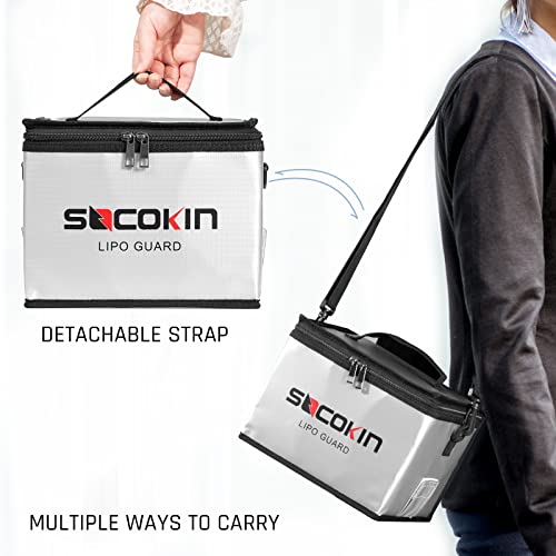 Lipo Battery Safe Bag Fireproof Explosionproof Large Capacity Bag for Charge and Storage with Detachable Adjustable Shoulder Strap (2 Pack)