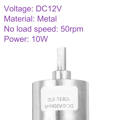 DMiotech Micro DC 12V 50RPM Geared Motor with Bracket Gear Reduction Motors 37mm Diameter Gearbox Micro Speed Reduction for RC Car, Robot Model, DIY Toys - style: 50RPM
