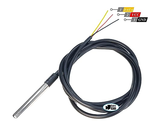 DS18B20 Temperature Sensor with 4.7kΩ Resistor, Waterproof Digital Thermometer for Arduino, ESP32, Raspberry Pi, 2 Pieces - size: Without Adapter