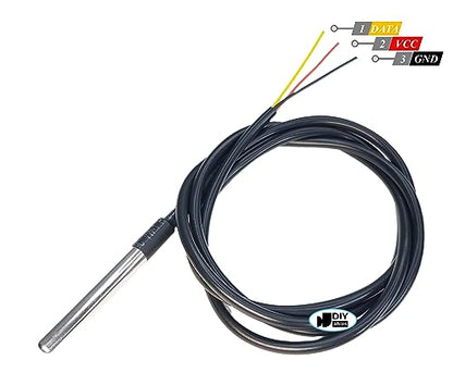 DS18B20 Temperature Sensor with 4.7kΩ Resistor, Waterproof Digital Thermometer for Arduino, ESP32, Raspberry Pi, 2 Pieces - size: Without Adapter