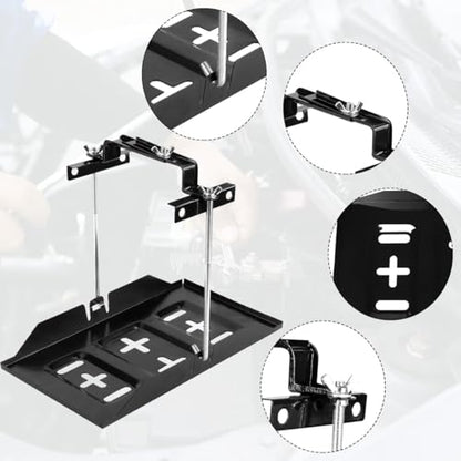Battery Hold Down Tray Kit Metal Adjustable Battery Tray Holder with Bracket Clamp for Cars Boats Marine - size: 9.05-inch Bolt with 13.38-inch Battery Tray