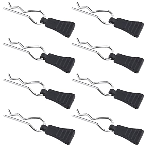 8PCS RC Body Clips Bent Springy R Pins for 1/8 1/10 1/12 RC Car Secure Shell Pin & Mounting Bracket Set RC Model Bent Body Clamp Accessories Black