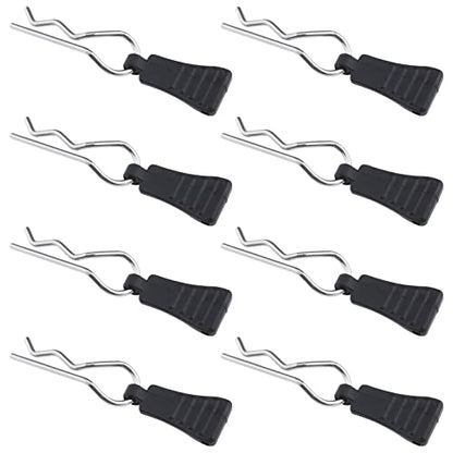 8PCS RC Body Clips Bent Springy R Pins for 1/8 1/10 1/12 RC Car Secure Shell Pin & Mounting Bracket Set RC Model Bent Body Clamp Accessories Black