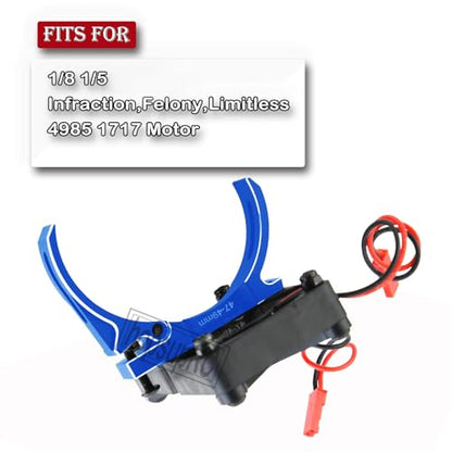 Motor Cooling Fan with 47-49mm Adjustable Mount Upgrades Part for 1/8 1/5 Infraction,Felony,Limitless,4985 1717 Motor,Aluminum 4010 High Speed Cooling Dual Fans 15000 RPM Heatsink,Blue - color: Navy Blue/Cooling Fan