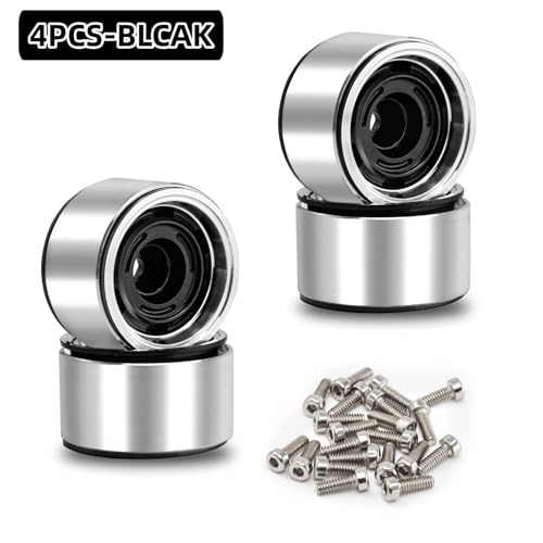 1.0 Beadlock Wheels, 4pcs Black | Aluminum RC Rims Hub with Positive Offset 7mm Hex for 1/18 1/24 RC Crawler Traxxas TRX4M Axial SCX24 AX24 FMS FCX24 Upgrades - color: Four Hole Model-black