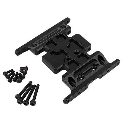 CNC Aluminum Center Frame Brace Transmission Skid Plate Gearbox Mount for AXIAL SCX10 1/10 RC Rock Crawler Metal Chassis Rail Upgrade Parts (Black) - color: Black