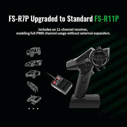 Flysky Upgrade G7P+10 Channels RC Transmitter and R11P Receiver Kit, 2.4GHz Remote Controller with LCD Display for RC Cars, Boats