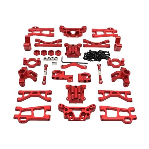 RC Steering Knuckle for UD GR M16 1/16 Metal for Swing Arms Steering Cup C for Seat Suspension Bracket Gearbox Cover Rod Set RC Car for Buggy Parts Replacement(Red) - color: Red