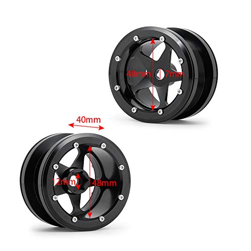 MOHERO 2.2” Alloy Beadlock Wheels Rims 40mm for 1/10 Axial Wraith 90018 90048 90053 RBX10 Gen7 Gen8 TRX6 SCX10-III RC Rock Crawler Upgrade Parts (Black) - color: Black