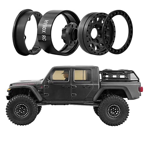 1.9 Inch Aluminum Alloy Beadlock Wheel Rim Hub 4pcs Suit for 1:10 RC Crawler Axial SCX10 SCX10 II TRX4 RC4WD D90. (Black) - color: Black
