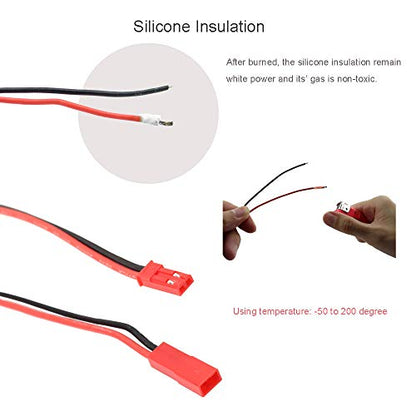 SIM&NAT 20 AWG Silicone Plug for JST, 2 Pin Battery Connector for JST RCY Plug Female Male Connectors Wire for RC Toys Battery, 5 Pairs