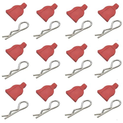 12 Pcs RC Car Universal RC Body Clips with Pull Tabs Car Clips R Clips Compatible with 1/8 1/10 1/12 RC On Road Car Crawler Truck Buggy Shell Replacement Parts TT02 Axial SCX10 (Red) - color: Red