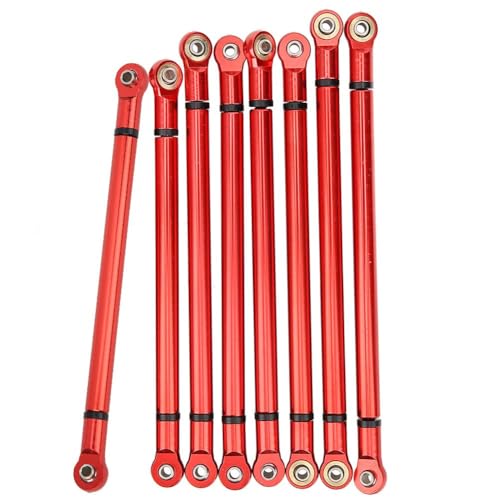 RC Link Rods, 8Pcs Aluminium Alloy Chassis 313mm Wheelbase Link Rod for Axial SCX10 1/10 Scale RC Crawler Car Upper & Lower Rod Link Linkage Wheelbase Upgrade Parts(Red) - color: Red