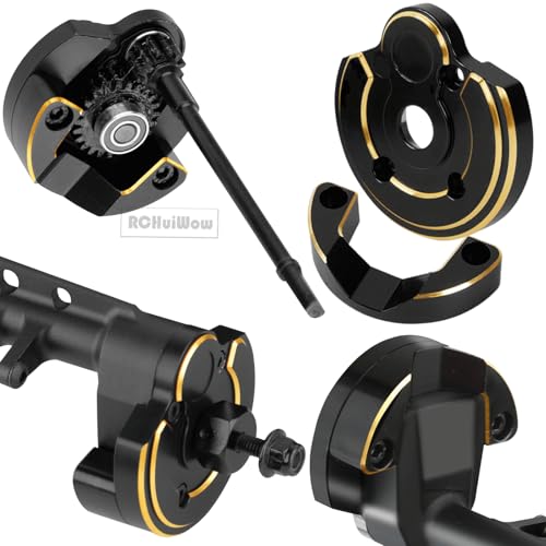 RC Upgrades Part for 1/10 SCX10 III,Aluminium Alloy Portal Axles w/Diff Cover,Brass Steering Knuckles Outer Inner Portal Covers & Diff Covers,Front Rear Complete Axle Set for SCX10 III