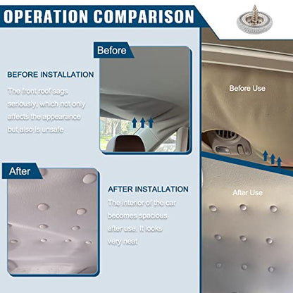OTUAYAUTO 60PCS Car Roof Headliner Repair Kit | Auto Roof Snap Rivets Retainer Roof Flannelette Fixed Buckle with Installation Tool, for Truck, SUV, UV, Car (Gray) - size: 60Pcs 6 Sizes Repair Kits for Truck SUV UV Car