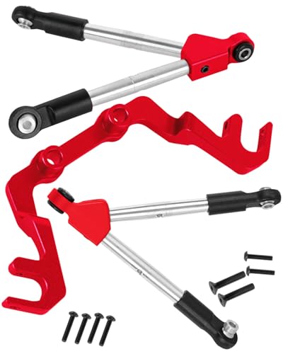 RC 7075 Aluminum Front Tie Rods w/Stabilizer Upgrades Part for 1/10 Slash 4x4 lcg,7075 Aluminum Alloy Front Tie Rods Hop Ups,Red - color: Red - (Upgrades)