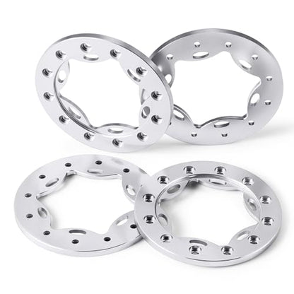 4PCS/1Set Aluminum 1.55" RC Beadlock Ring for AXIAL UTB18 D90 TF2 CC01 AX90069 MST JIMNY 1/10 RC Crawler Truck Car Wheels (Silver) - color: Silver