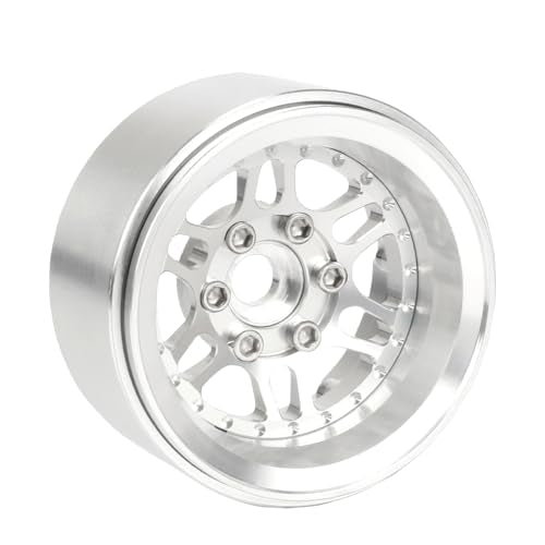 4PCS 1.9" Beadlock Wheel Rims Offset-10mm Aluminum Alloy Metal Wheel Hub for 1/10 RC Rock Crawler Car for Axial SCX10 TRX4 TRX6 D90 D110 Upgrade Accessories (Silver) - color: Silver