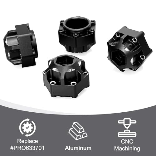 Hex Adapters for 1/10 Pro-Line Racing 6x30 to 12mm PRO633701 PL28 MX28 | 17.5mm Thickness, Aluminum Wheel Hex Hub Adapter Upgrade Parts, Black - color: Black 12mm