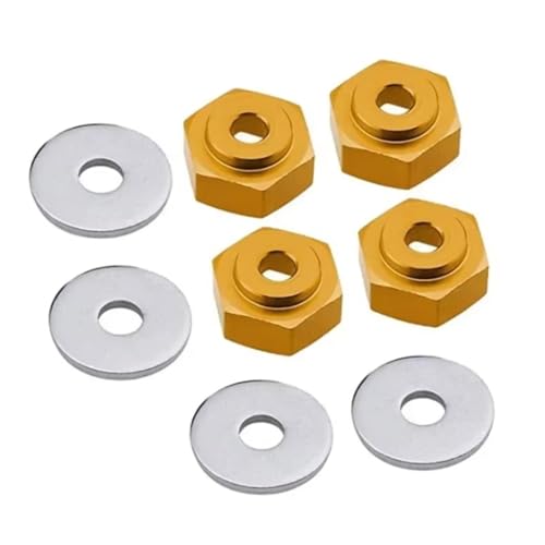Rc Accessories For HSP 1/10 1/8 12mm To 17mm Wheel Adapter Drive Hub Combiner Hexagonal Hex Hole 6mm Parts RC Car For Buggy Monster Truck(Yellow) - color: Yellow