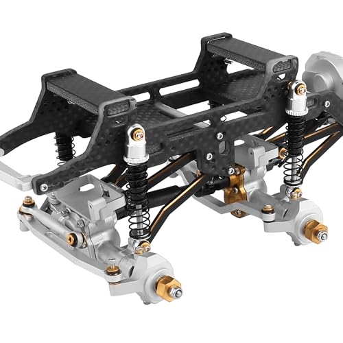 LCG 6x6 8×8 Carbon Fiber Chassis Frame with Metal Axles for 1/24 RC Crawler Car Axial SCX24 Refit Kit (8x8 Silver) - color: 8x8 Silver