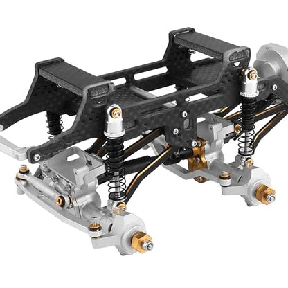 LCG 6x6 8×8 Carbon Fiber Chassis Frame with Metal Axles for 1/24 RC Crawler Car Axial SCX24 Refit Kit (8x8 Silver) - color: 8x8 Silver