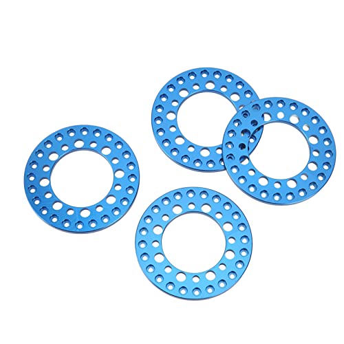 RC Wheel Rims, Lightweight Aluminum Beadlock Rings 1.9in Outer Rings 4Pcs for Off-Road Racing Hobbyists and 1/10 Scale RC Car Enthusiasts(Blue)