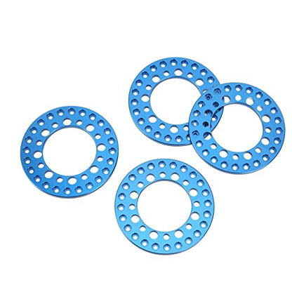 RC Wheel Rims, Lightweight Aluminum Beadlock Rings 1.9in Outer Rings 4Pcs for Off-Road Racing Hobbyists and 1/10 Scale RC Car Enthusiasts(Blue)
