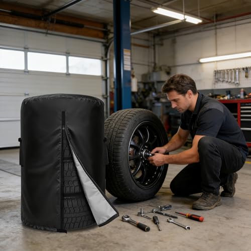 Tire Cover, Heavy Duty Waterproof Spare Tire Storage Bag - 28 Inch Diameter Tires Covers for Trucks, SUVs, RVs, Campers, Trailers (Black) - size: 28" Dia x 43" H