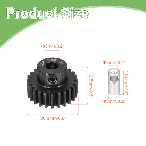 MECCANIXITY Steel 32P Gear Set with Gear Adapter 24T 5mm Shaft Motor Gears for RC Vehicles Truck Drift Car Part, Black - size: 24T