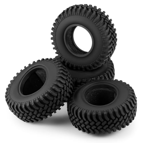 RC Tires 1.9inch 4Pcs RC Rubber Wheel Tyre 100mm | With Foam Insert, For 1/10 Axial SCX10 TRX4 D90, RC Crawler Car