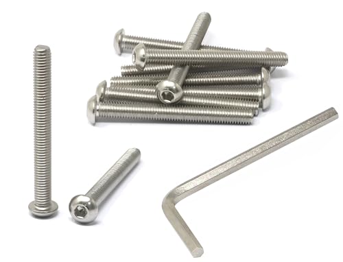 iexcell 10 Pcs M8 x 75mm Thread Pitch 1.25 mm Stainless Steel 304 Hex Socket Button Head Cap Screws Bolts Kit - size: M8 x 75mm
