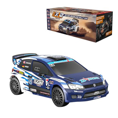 ZD RC Rally Car for Adults, Racing RX12 1/12 Scale 4WD Brushless Rally Car with Advanced Suspension, LED Lights, Drifting RC Remote Control Car for Family and Friend (Blue) - color: Blue