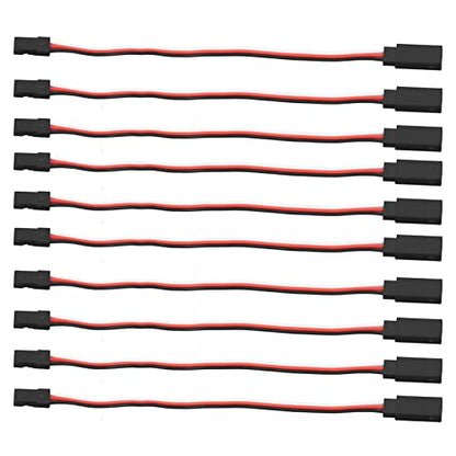 10PCS 3 Pin Servo Extension Cable Futaba JR RC Car Helicopter Aircraft Brass Core Connector Wire (200mm Male to Female) - size: 200mm male to female
