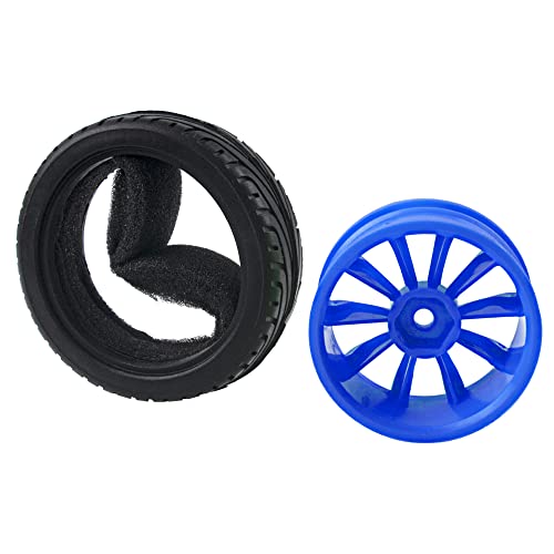 10-Spoke RC 12mm Hex Hub Wheel Rims & Rubber Tires Compatible with HSP Tamiya HPI Kyosho 1/10 On-Road Touring Car,WLtoys 1/14 144001 Traxxas 1/16 Slash RC 1/18 A959B Buggy (Blue) - color: Blue