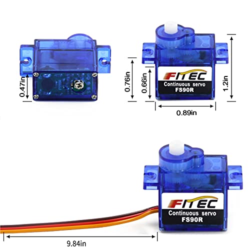 FEETECH FS90R 360 Degree Continuous Rotation Micro Servo Motor 9g for RC Helicopter Airplane Car Boat Robot Controls 4.8V-6V - size: 360°-FS90R