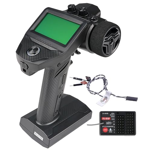 DTXMX Flysky FS-G7P+ Transmitter and FS-R11P Receiver 10CH for RC Car Boat | 10-Channels 2.4GHz | 20 Models Storage | for RC Crawler (FS-G7P Upgraded Version)