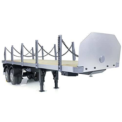 US in Stock, RC Tractor Flatbed Semi Trailer Truck 1/14 2Axle Compatible with DIY Tamiya Construction Vehicle Model