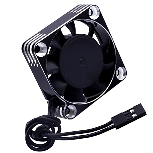 Motor Cooling Fan RC Model Heatsink 16000RPM ESC Cooling Fan for RC Car Truck Buggy Crawler 1/8 1/10 Scale 540 550 Brushless Motor (Black-Silver) - color: Black-Silver