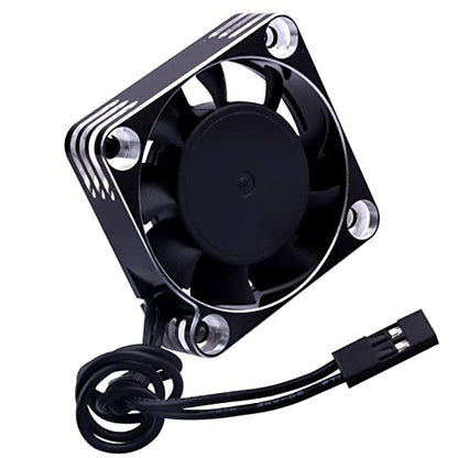 Motor Cooling Fan RC Model Heatsink 16000RPM ESC Cooling Fan for RC Car Truck Buggy Crawler 1/8 1/10 Scale 540 550 Brushless Motor (Black-Silver) - color: Black-Silver