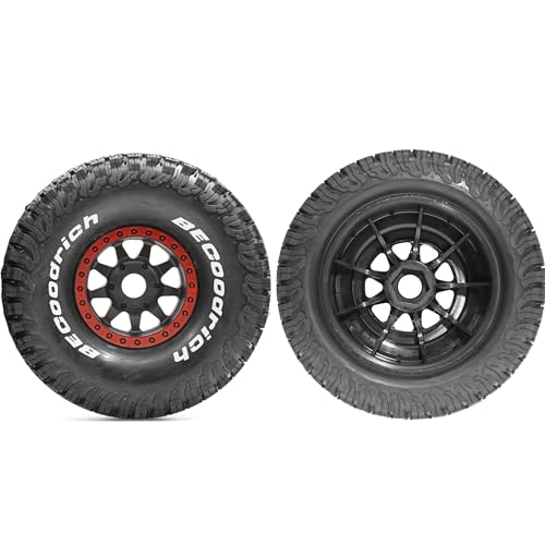 1/7 1/8 RC Short Course Truck Wheels 17mm Hex and Tires OD 5.31" Off Road Tyres for 1:7 1:8 Scale Buggy Truck Car TRAXXAS UDR FS Atom ARRMA Mojave 6S EXB YK4072 DF7 TB7 Upgrades 4PCS (Red) - color: Red